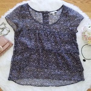 American Eagle Outfitters Sheer Floral Ruffle Tiered Top